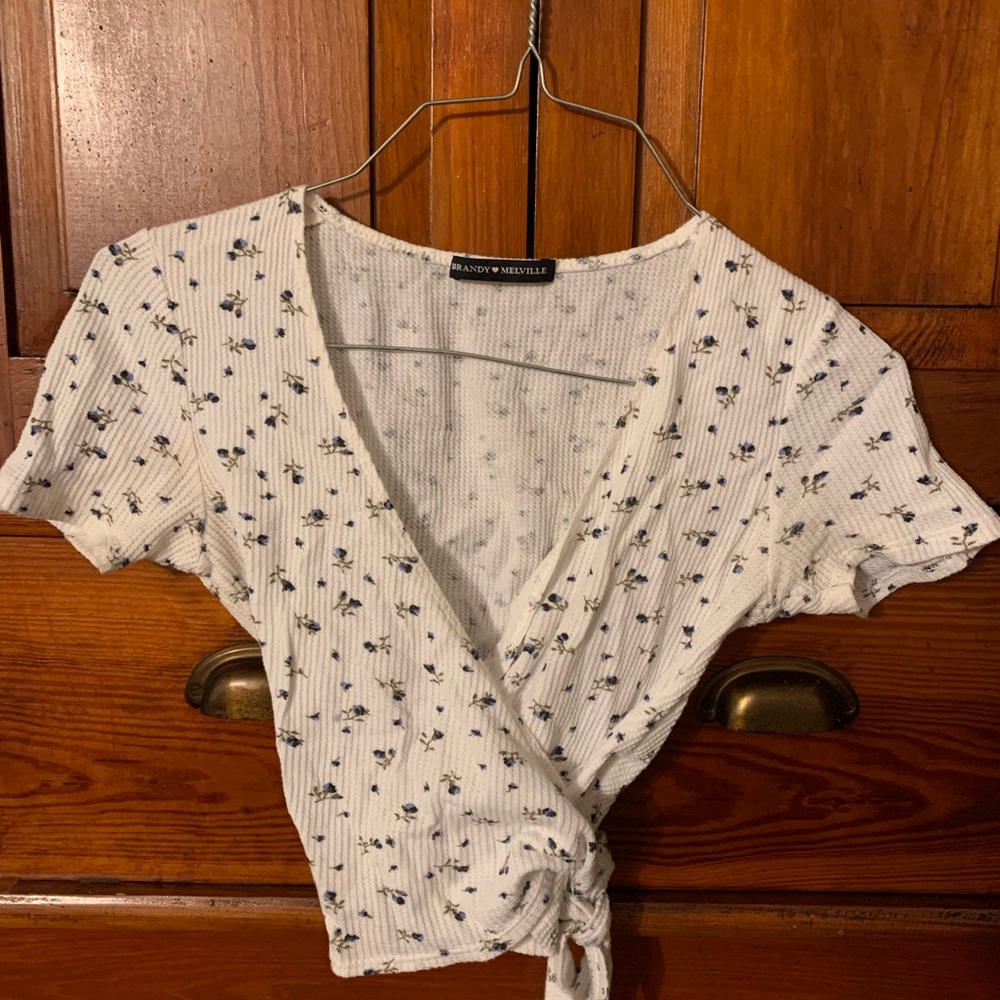 Brandy Melville floral wrap crop top
